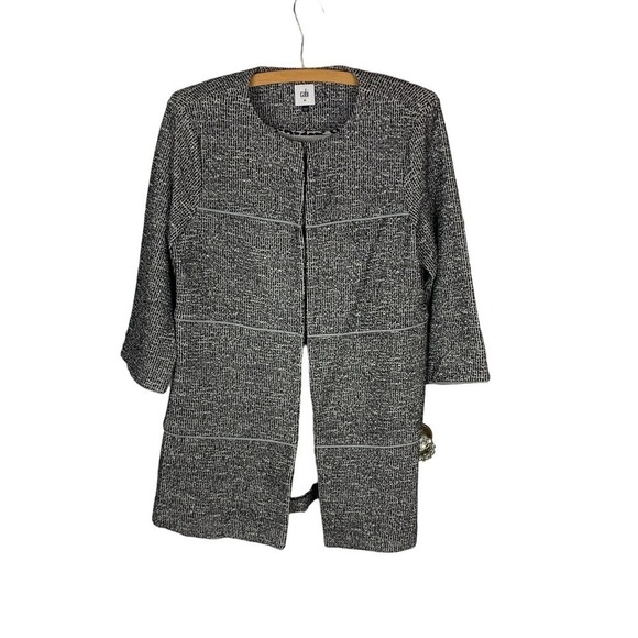 Cabi Black White Open Front Longline Blazer Size M Office - Picture 3 of 10